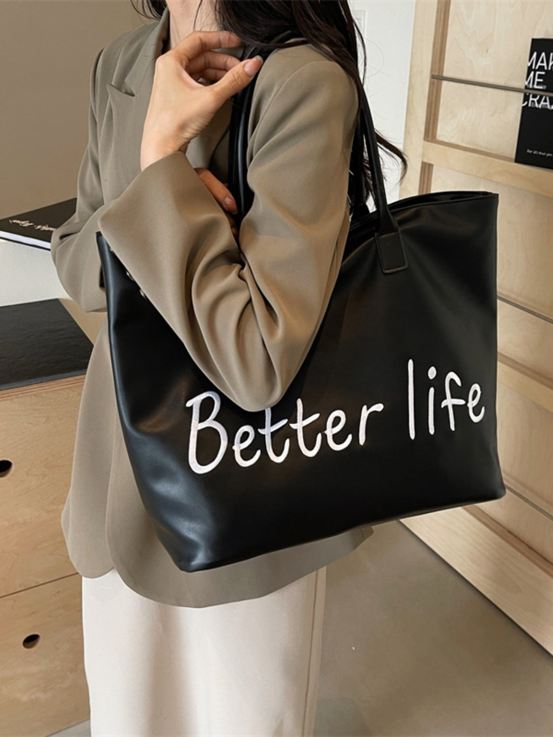 BETTER LIFE Leather Tote Bag